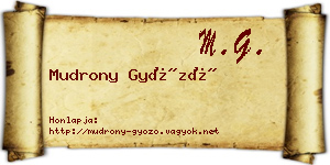 Mudrony Győző névjegykártya